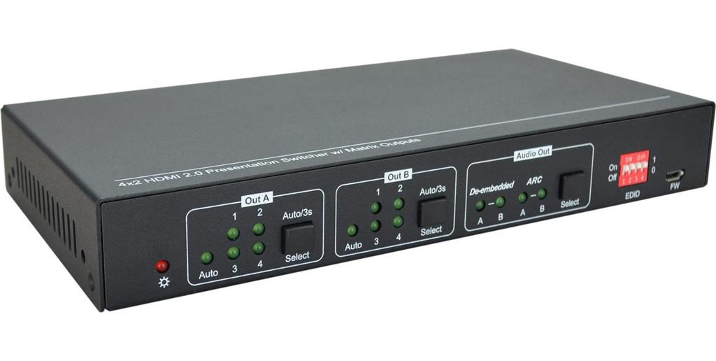 Vivolink Matrično stikalo HDMI 2.0 4x2, HDCP 2.2