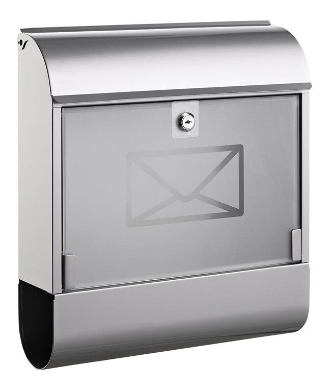 ALCO Poštni nabiralnik 8608, kovinski+steklo srebrn