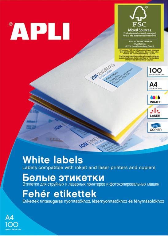 Apli Bele nalepke 105 x 57 mm, 10/stran 100 listov