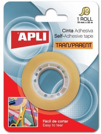 APLI Lepilni trak, prozoren, 19 mm x 33 m blister