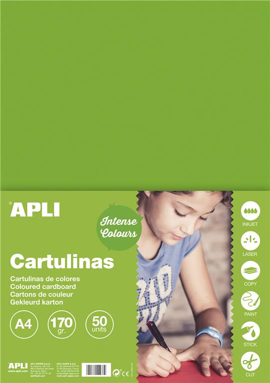 APLI Barvni karton, intenzivna barva zelena 50 listov