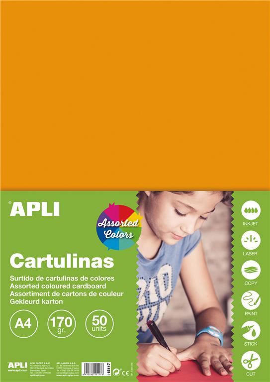 APLI Barvni karton, intenzivne barve 50 listov, sortirane barve