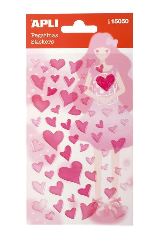 Apli Nalepke srca roza bleščice 1 set