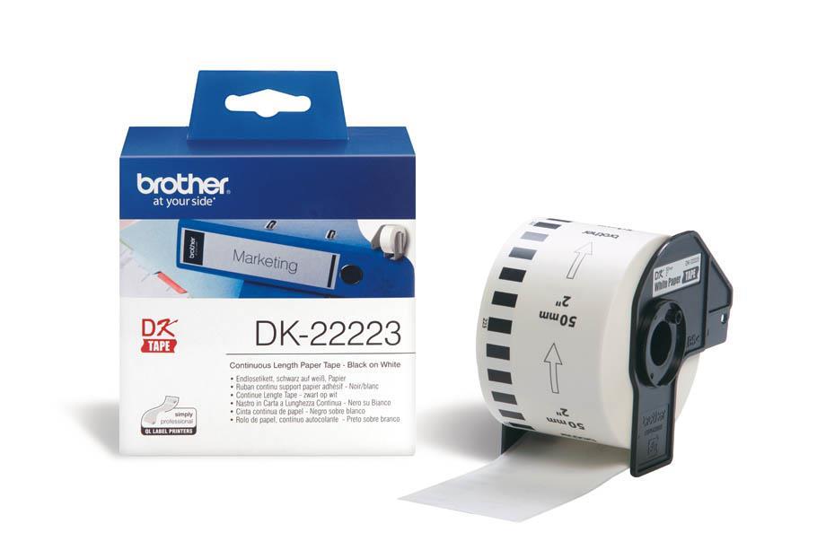 Brother DK22223 Neskončne nalepke - papir bel 50mm x 30,48m