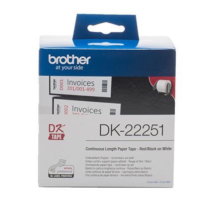 Brother DK22251 Neskončne nalepke 2-barvni tisk papirnate, 62mm x 15,24 m, serija QL-8xx