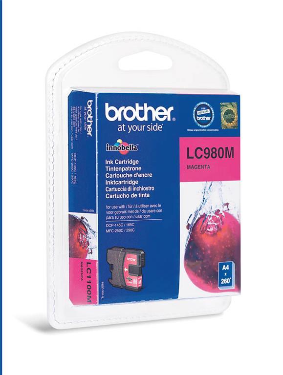 Brother Kartuša LC980M, magenta, 260 strani DCP145C/165C/195C/375 MFC250C/290C