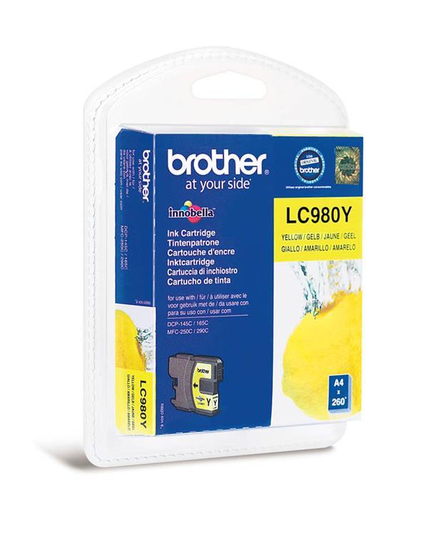 Brother Kartuša LC980Y, yellow, 260 strani DCP145C/165C/195C/375 MFC250C/290C