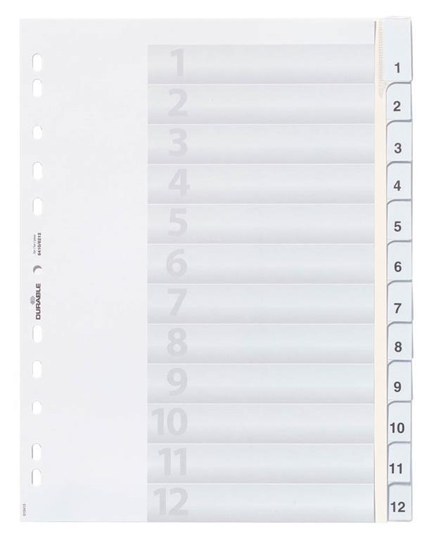 Durable Ločilni listi 1/12 sivi (6410)