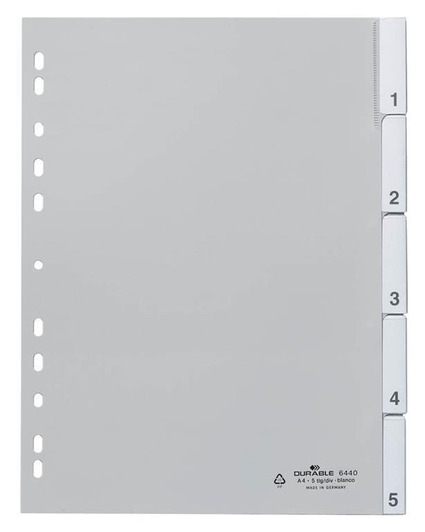 Durable Ločilni listi 1/5 sivi (6440)