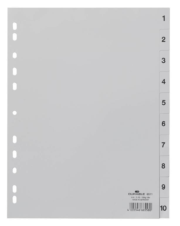 Durable Ločilni listi A4 1-10 (6511)