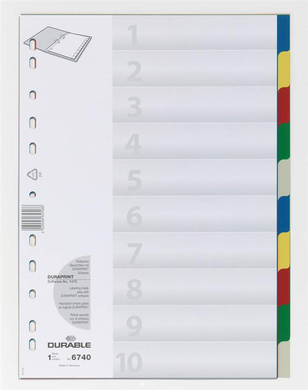 Durable Ločilni listi A4 1-10 (6740)