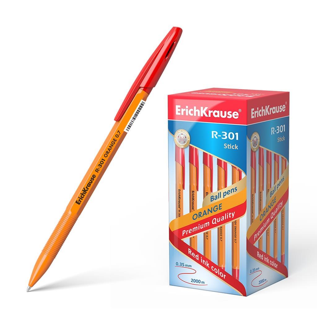 ErichKrause Kemični svinčnik R-301 0,7, rdeč Orange Stick s pokrovčkom, 50 kos 50 KOS