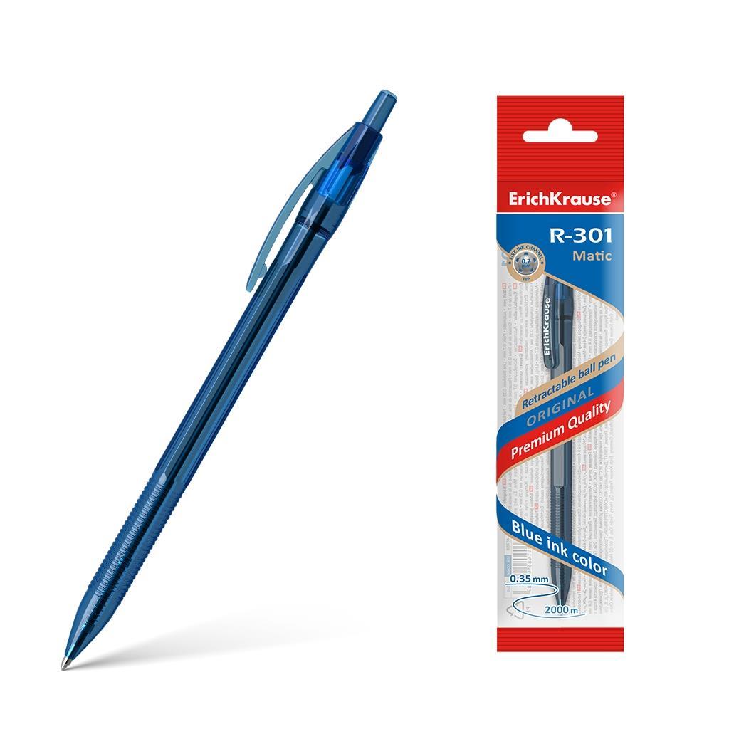 ErichKrause Kemični svinčnik R-301 0,7, moder Matic, blister pakiranje