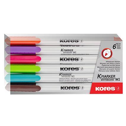 Kores Marker za belo tablo, komplet, tanki 6 kos