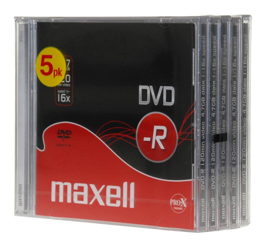 MAXELL DVD-R 4,7GB 16X 5kos, 10mm škatlice