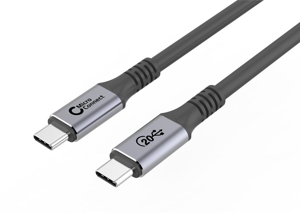 MicroConnect Premium kabel USB C-C 3.2 Gen2x2, 2m 100W, 20Gbps, 4K60Hz