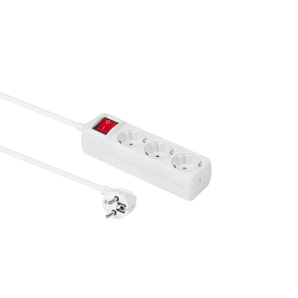 MicroConnect Razdelilnik s stikalom 3 vtičnice, 5m bel