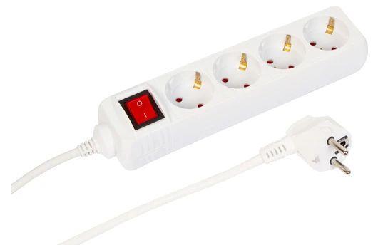 MicroConnect Razdelilnik s stikalom 4 vtičnice, 5m bel
