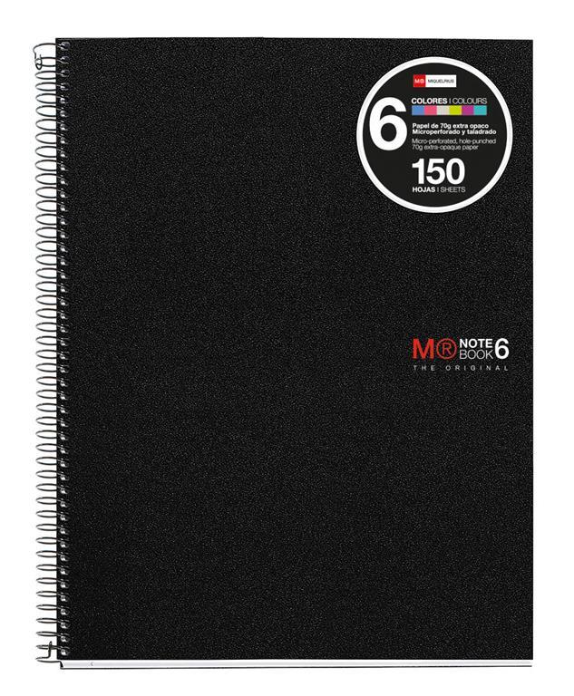 MiquelRius Zvezek A5, črtast, 150-listni, 70g, ORIGINAL 6, PP, črn