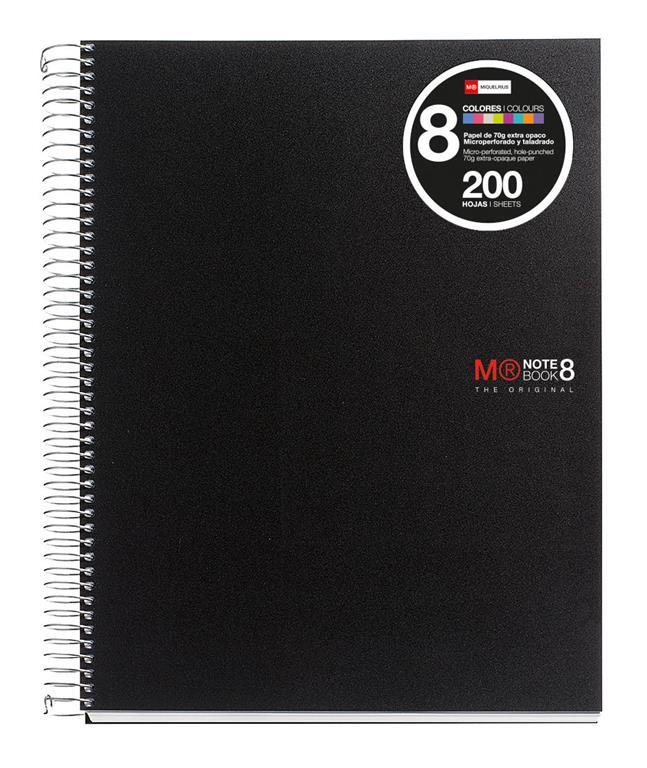 MiquelRius Zvezek A4, črtast, 200-listni, 70g, ORIGINAL 8, PP, črn