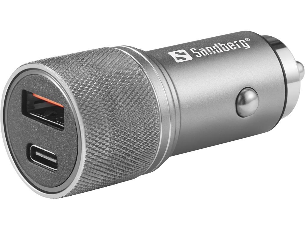 Sandberg Avtomobilski polnilnik 48W 1x USB-C, 1x USB-A
